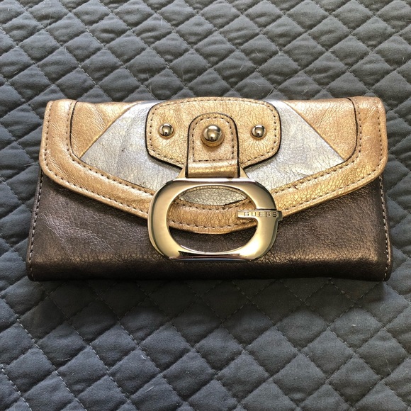 Guess Wallet, Brown, Gold & Silver - New - Picture 1 of 3